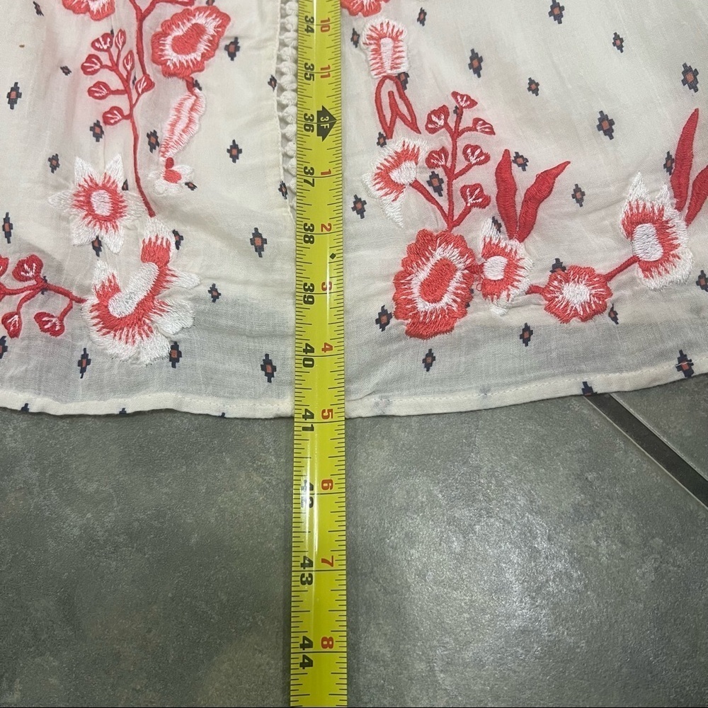 Women’s 100% Cotton Cream Embroidered Floral PTP 22” Midi Dress Boho Peasant EUC - Picture 10 of 10